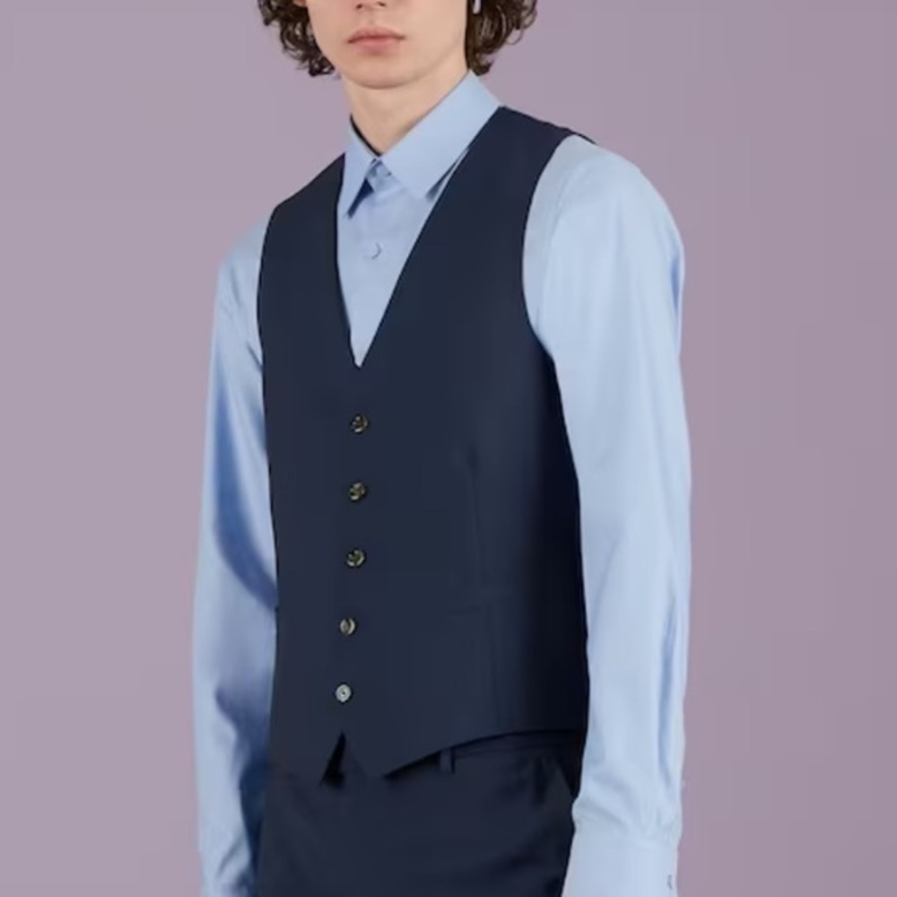Gucci Navy Blue Wool Mohair Formal Vest Gilet Size‎ 50R New